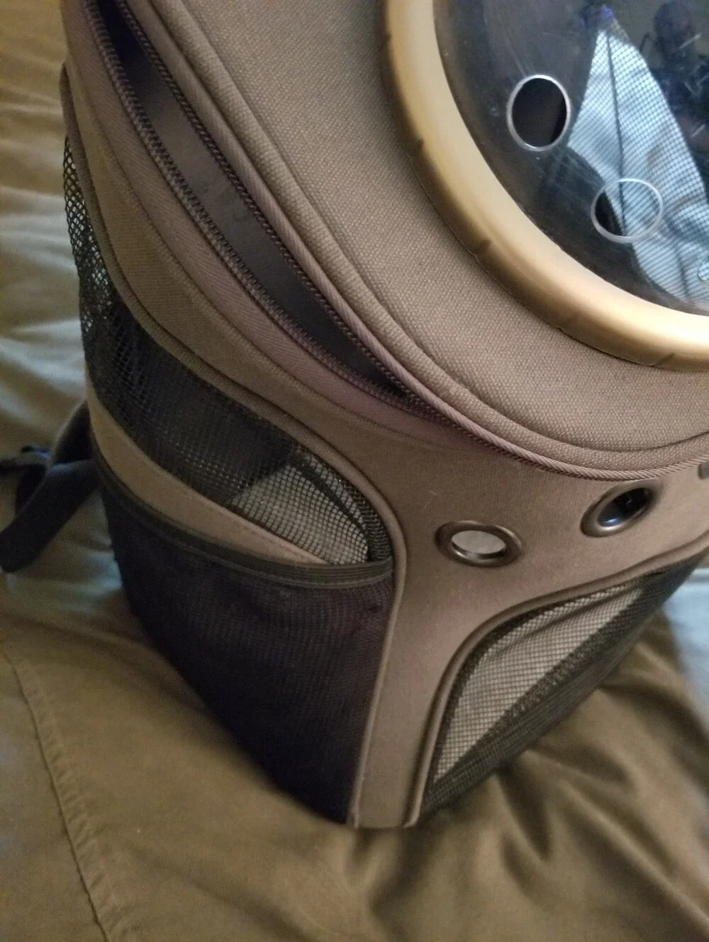 Brown Pet Backpack Carrier with Transparent Bubble Window